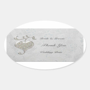 Ovale Sticker Oval Mariage Coeur Argent