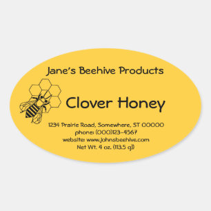 Ovale Sticker (ovl) - Honey Business (Bee on Comb)