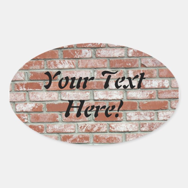 Ovale Sticker (ovl) - Mur en brique avec texte (Devant)