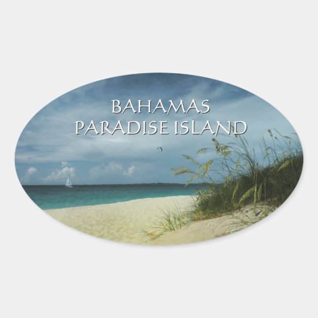 Ovale Sticker Paradise Island Bahamas (Devant)