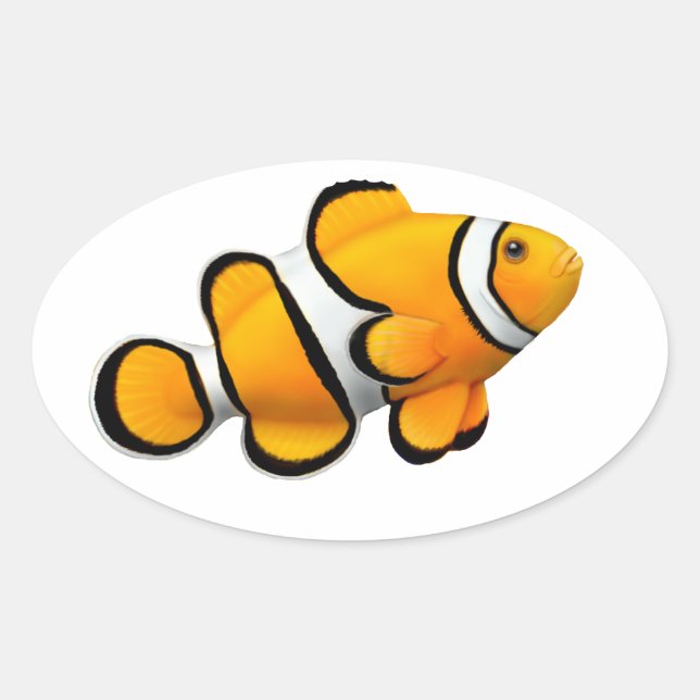 Ovale Sticker personnalisable Percula Clown Anenome Pois (Devant)