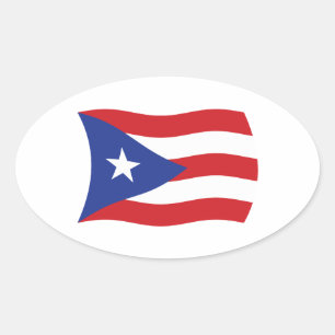 Ovale Sticker Porto Rico Flag