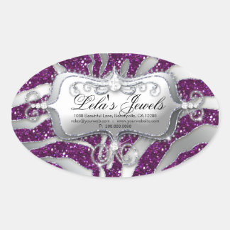 Ovale Sticker pour bijoux de luxe Zebra Purple Sparkle A