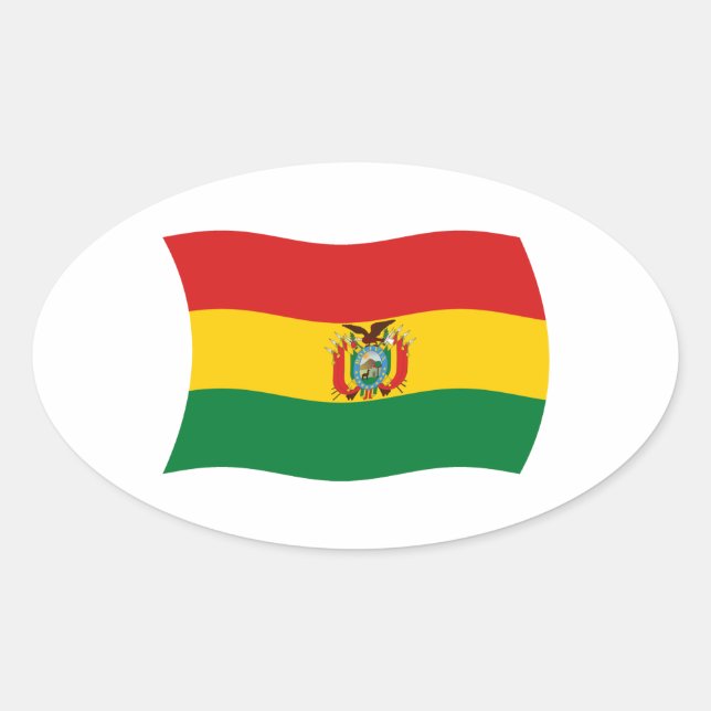 Ovale Sticker pour drapeau de Bolivie (Devant)