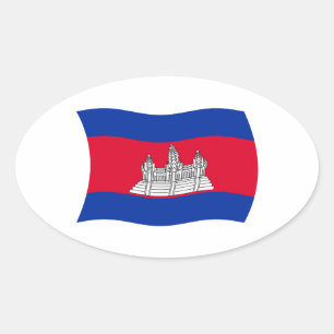 Ovale Sticker pour drapeau du Cambodge