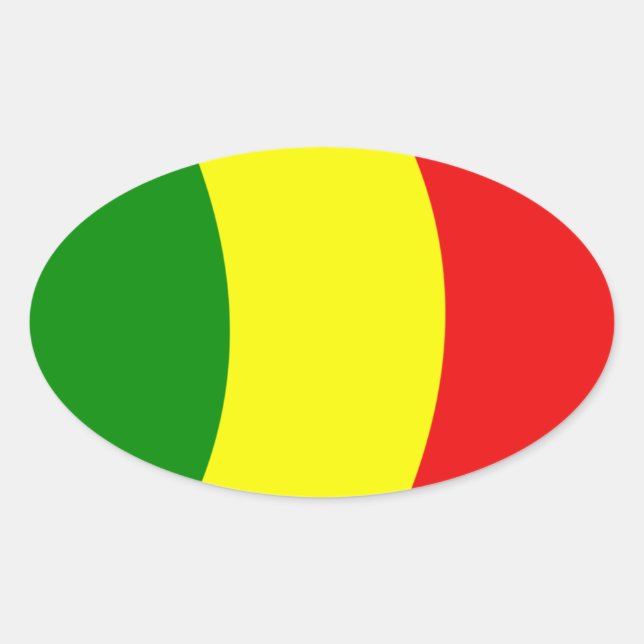 Ovale Sticker pour drapeau du Mali (Devant)