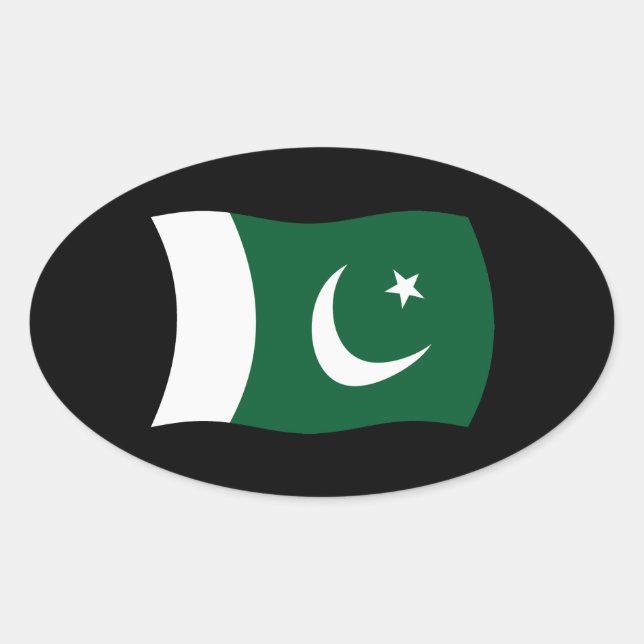 Ovale Sticker pour drapeau du Pakistan (Devant)