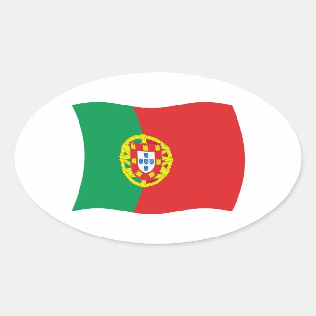 Ovale Sticker pour drapeau du Portugal (Devant)