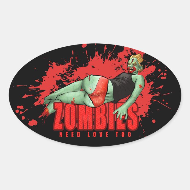 Ovale Sticker pour l'amour pour Zombies (Devant)