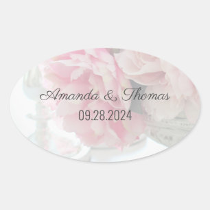 Ovale Sticker pour Mariage Peony