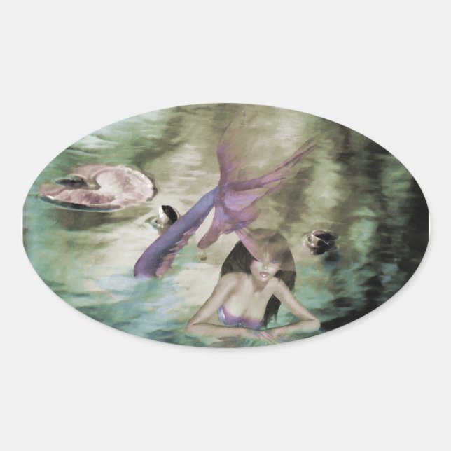 Ovale Sticker pour petite sirène (Devant)