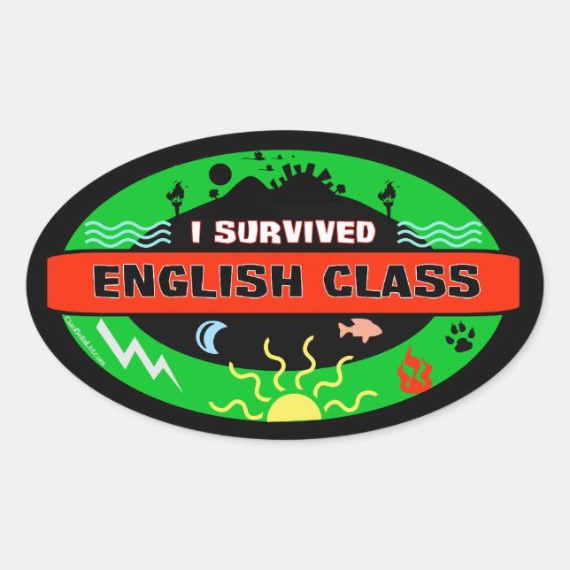 Ovale Sticker pour survivant de la classe Whimsical Engl (Devant)