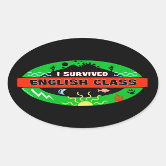 Ovale Sticker pour survivant de la classe Whimsical Engl