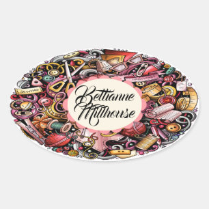 Ovale Sticker pour Tricot à coudre pour l'artisanat