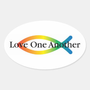 Ovale Sticker Rainbow Fish Love