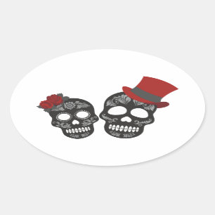 Ovale Sticker rond Halloween Skull Classic