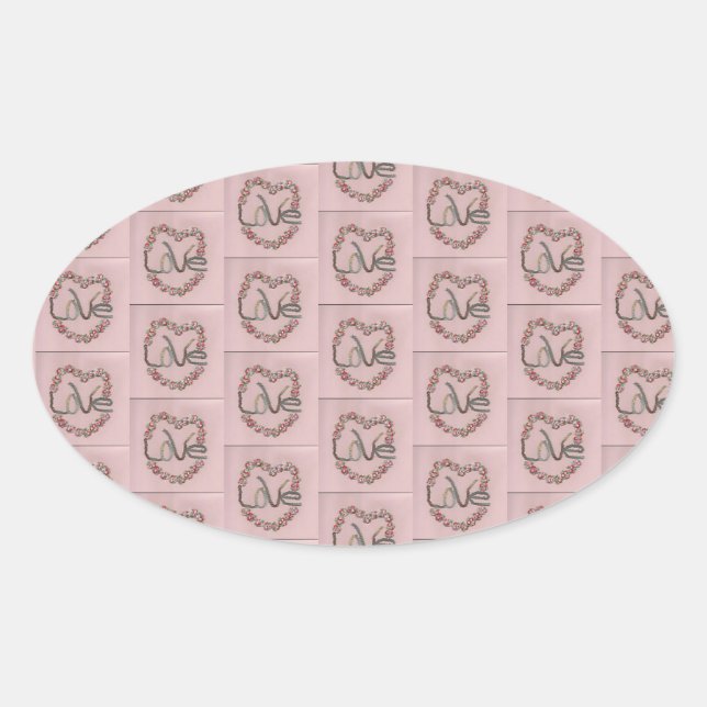 Ovale Sticker Rosebud Love (Devant)