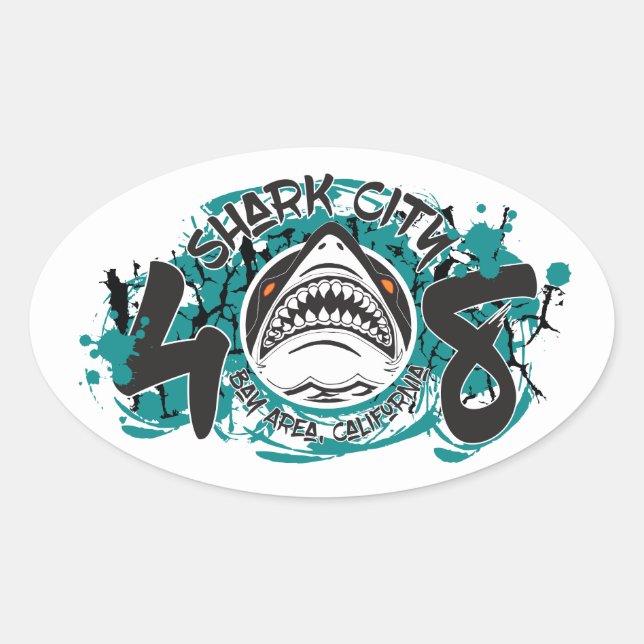 Ovale Sticker Shark City Bay Area 408 (Devant)