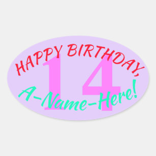 Ovale Sticker simple 14e anniversaire