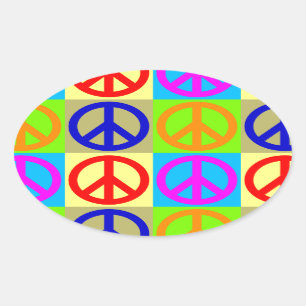 Ovale Symbole Pop Art Peace Sticker Oval