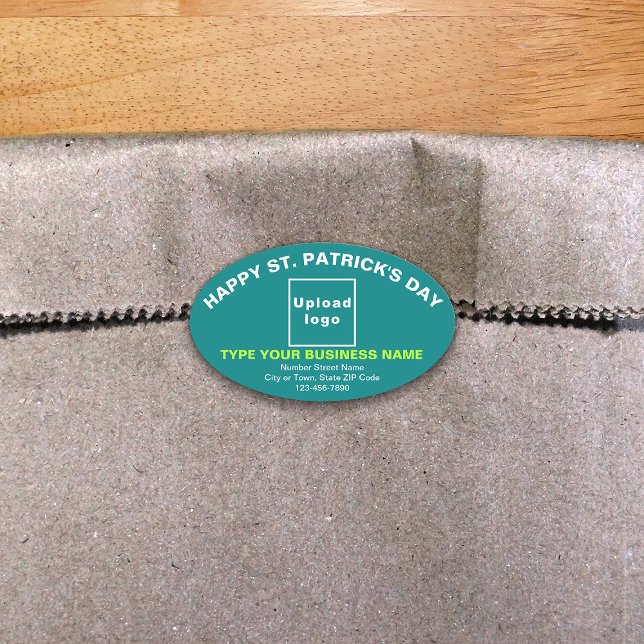 Ovale Teal Green Saint Patrick Business Oval Sticker (Créateur téléchargé)