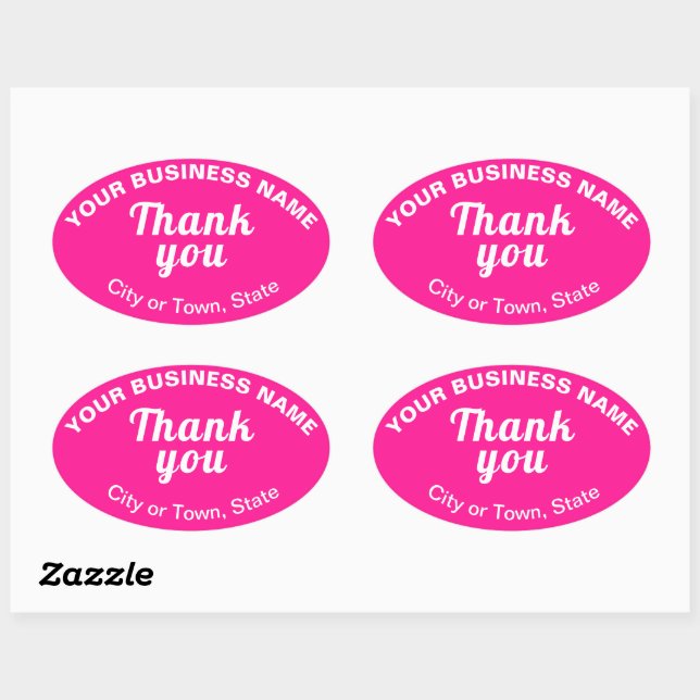 Ovale Textes de Merci d'entreprise sur Sticker rose oval (Feuille)
