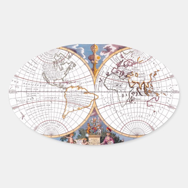 Ovale Une Nouvelle Carte Du Sticker Oval Terraqueux Du G (Devant)