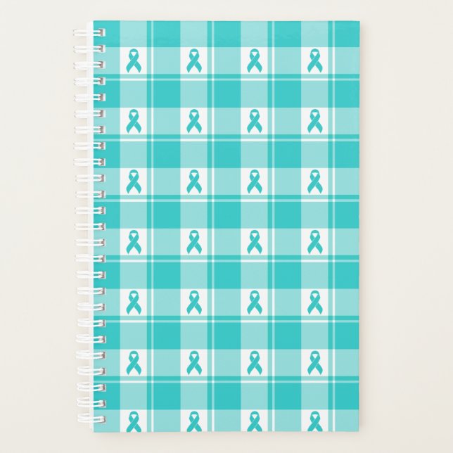 Ovarian Cancer Awareness Plaid Planner, Teal (Devant)