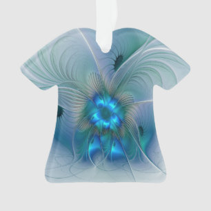 Ovation debout, fractale bleue turquoise abstraite