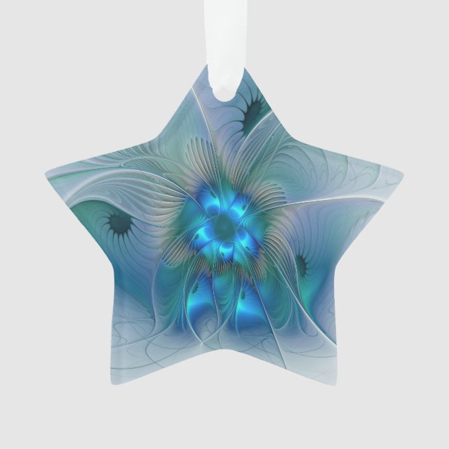 Ovation debout, fractale bleue turquoise abstraite (devant)