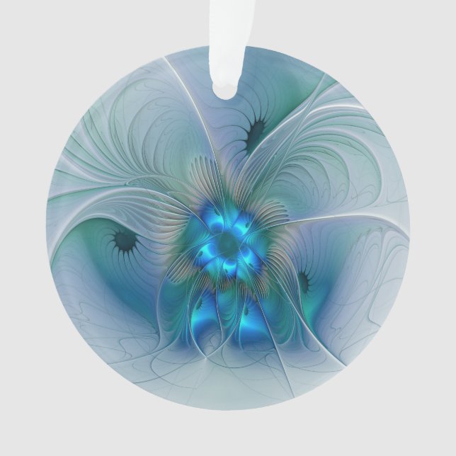 Ovations debout, fractale abstraite bleu turquoise (devant)
