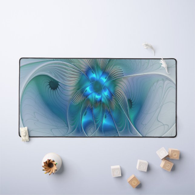 Ovations debout, fractale bleue turquoise abstrait (Tableau pour enfants)