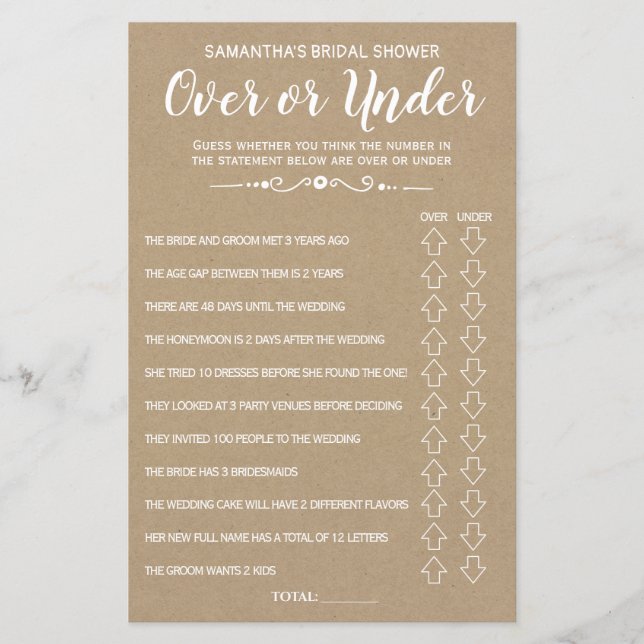 Ove ou Sous-nuptiale douche espagnol anglais jeu (Devant)