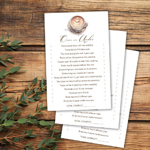 Over or Under coffee fall jeu de douche nuptiale