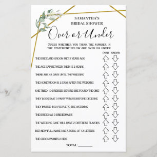 Over or Under nuptiale douche anglais jeu espagnol