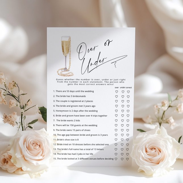 Over or Under Pearls et Prosecco jeu de mariée (Créateur téléchargé)
