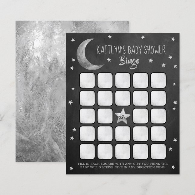 Over The Moon | Baby Shower Bingo (Devant / Derrière)