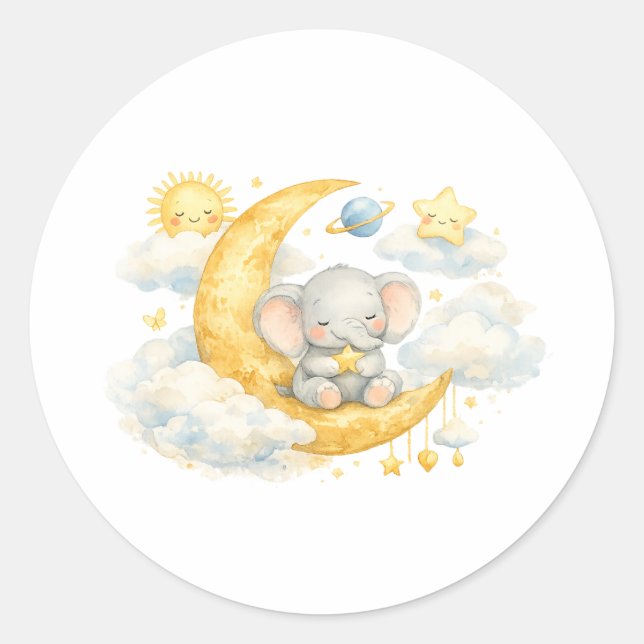 Over the Moon Baby Shower Stickers (Devant)
