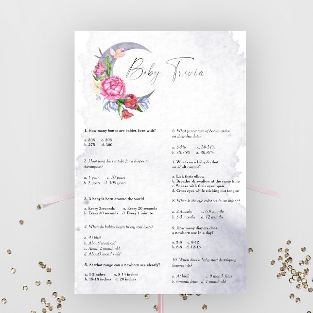 Over the Moon Baby Trivia Baby shower Jeu (Créateur téléchargé)