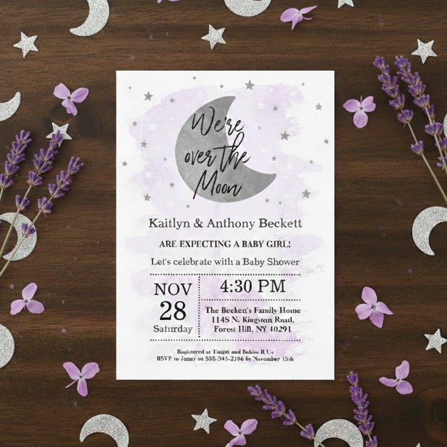 Over The Moon | Invitation de Baby Shower Neutre (Créateur téléchargé)