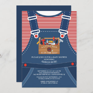 Overalls Little Man Tools Invitation Baby shower