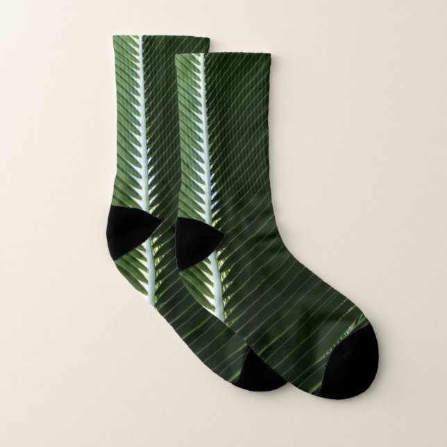 Overlapping Palm Fronds Tropical Green Abstract (Paire)