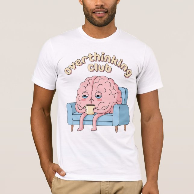 Overthinking Club – Minimal Funny Brain T-Shirt (Devant)