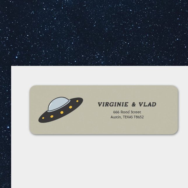 OVNI et soucoupe volante Étiquette d'adresse de re (UFO & flying saucer Return address label)