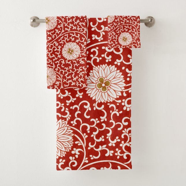 Owen Jones Ornement Chinois Fleurs Rouges et Blanc (En situation)