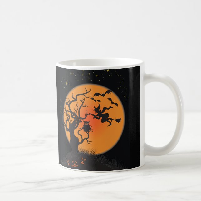 Owl A Batty sorcière Voler Par Pour Halloween Mug (Droite)