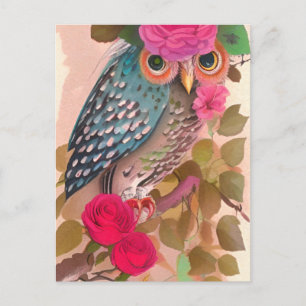Owl A Sa Carte D'Art Fleurs