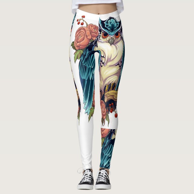 Owl Art Tattoo Design Dames Leggings (Devant)