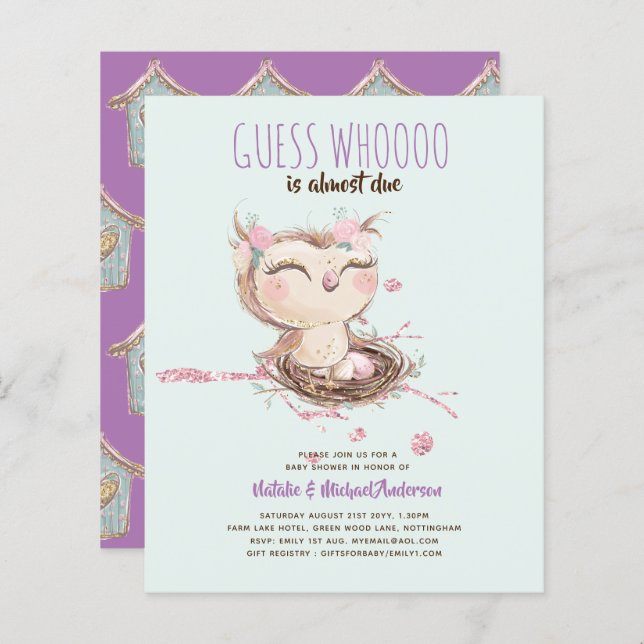 Owl Baby Merci Cadeau Tags Faveurs Garçon Girl (Devant / Derrière)