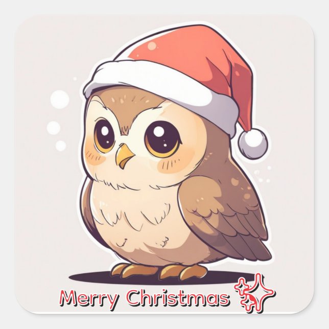 Owl Be Home for Christmas" Funny Santa Hat Sticker (Devant)
